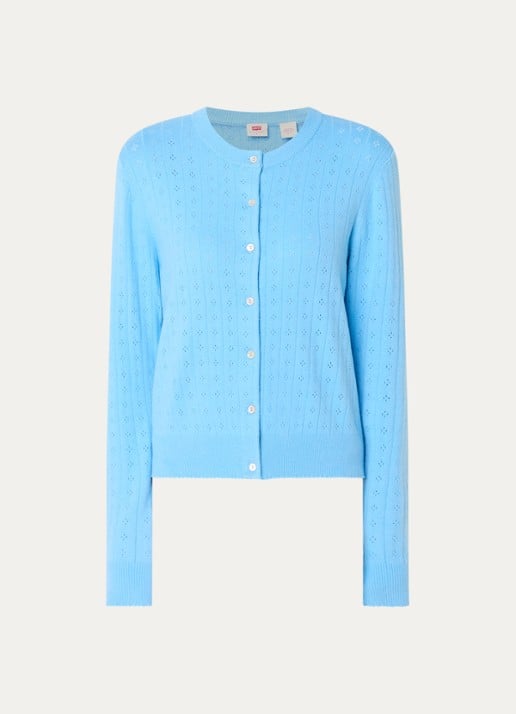 Levi's Fijngebreid vest met ronde hals - voorkant blauw