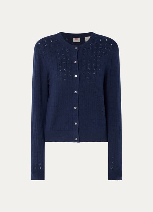 Levi's Fijngebreid vest met ronde hals - voorkant donkerblauw