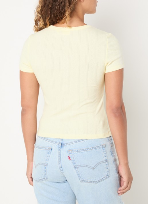 Levi's Fijngebreide crop top met opengewerkt dessin - achterkant 3 lichtgeel