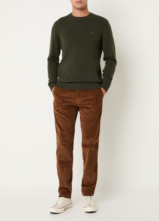 Levi's Fijngebreide pullover in wolblend met logoborduring - voorkant 2 antraciet