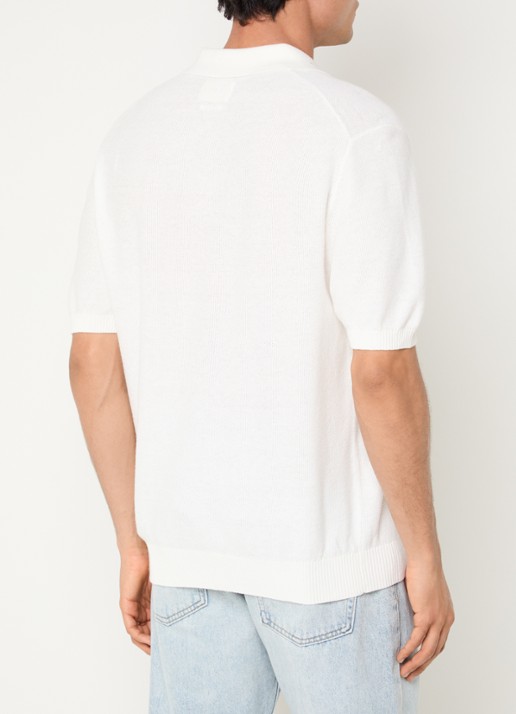 Levi's Fijngebreide regular fit polo in linnenblend - achterkant gebroken wit