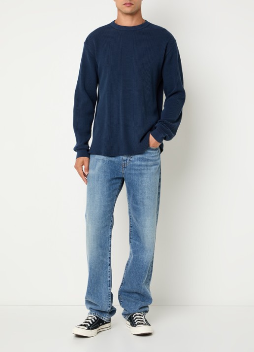 Levi's Fijngebreide trui met ronde hals - voorkant 3 indigo