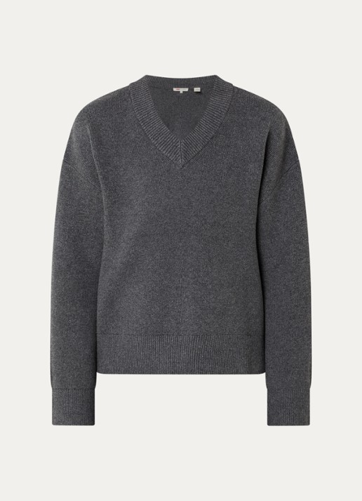 Levi's Fijngebreide trui met V-hals - voorkant donkergrijs
