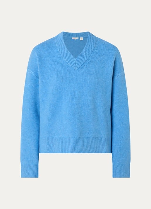 Levi's Fijngebreide trui met V-hals - voorkant blauw