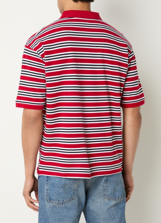 Levi's Finn regular fit polo met streepprint - achterkant steenrood