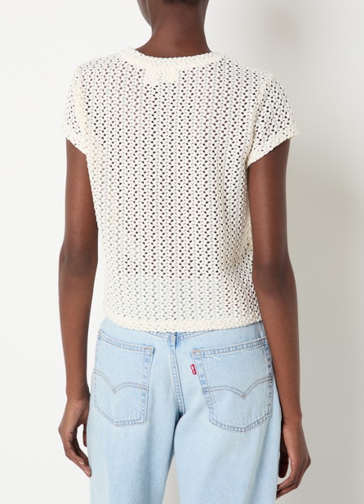 Levi's Fiona semi-transparant T-shirt van kant - achterkant creme