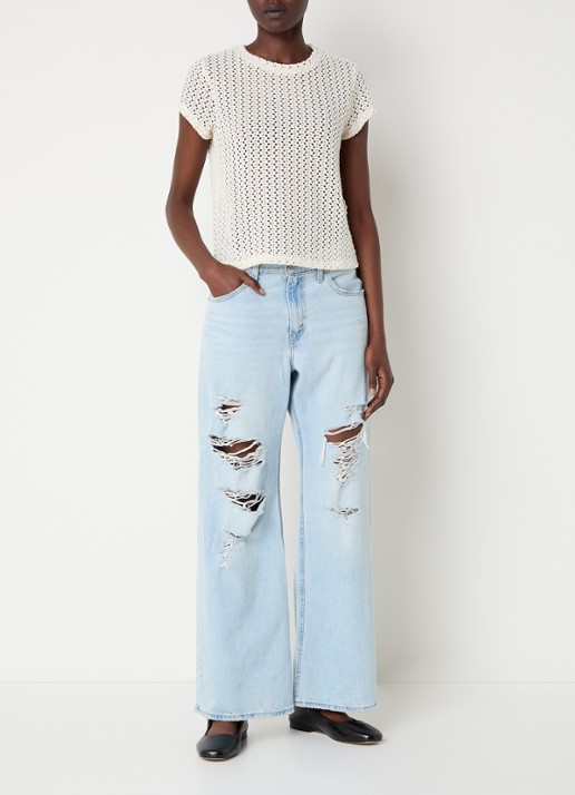 Levi's Fiona semi-transparant T-shirt van kant - voorkant 4 creme