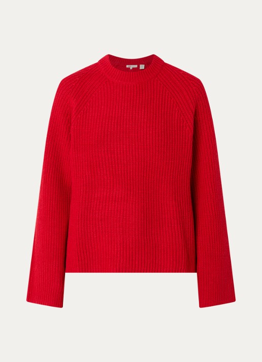 Levi's Frida ribgebreide trui in wolblend - voorkant rood