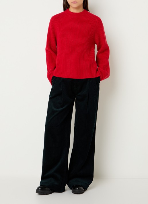 Levi's Frida ribgebreide trui in wolblend - voorkant 2 rood