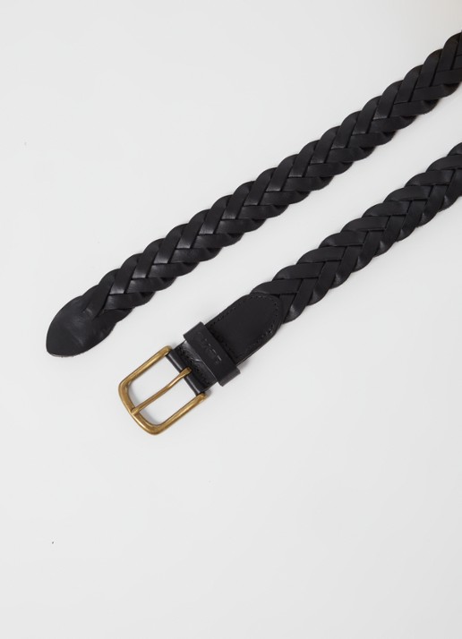 Levi's Gevlochten riem van leer - detail zwart