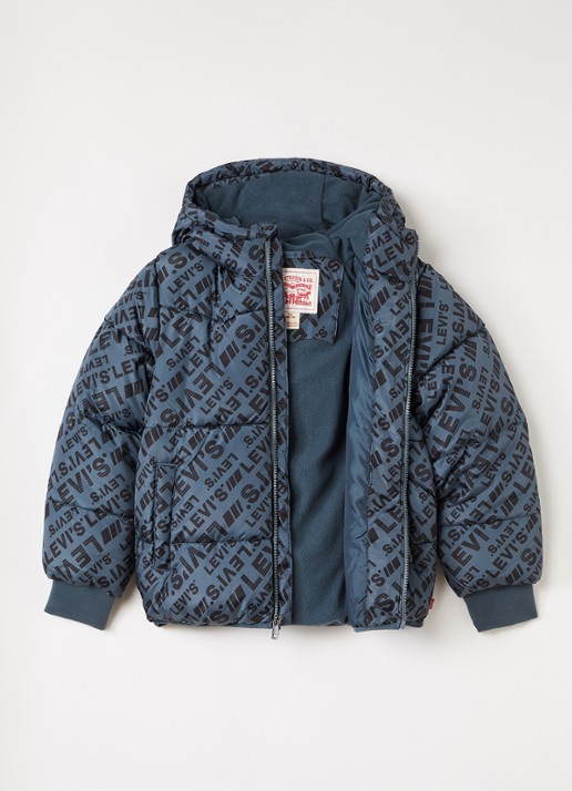 Levi's Gewatteerd jack met logoprint - voorkant 2 antraciet