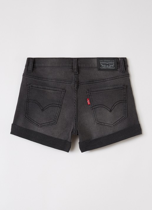 Levi's Girlfriend loose fit korte broek van denim met steekzakken - voorkant 2 antraciet
