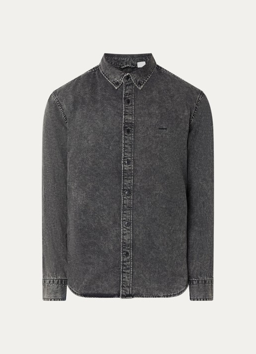 Levi's Gizmo overshirt van denim - voorkant antraciet