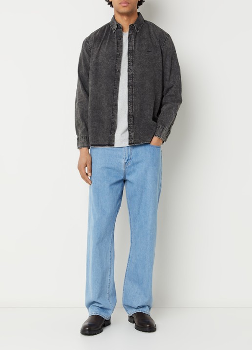 Levi's Gizmo overshirt van denim - voorkant 2 antraciet