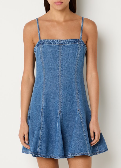 Levi's Godet mini A-lijn jurk met plooidetail - detail 2 indigo