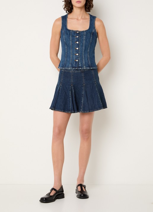 Levi's Godet mini spijkerrok met plooien - voorkant 3 indigo