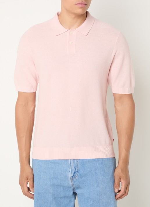 Levi's Grofgebreide regular fit polo in linnenblend