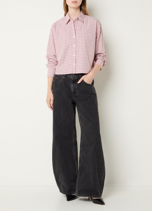 Levi's Harlie blouse met ruitdessin - voorkant 4 lichtroze