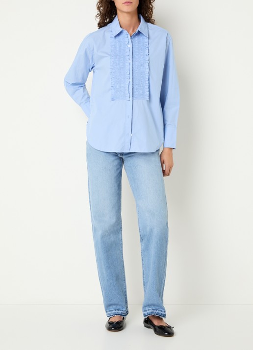 Levi's Harlie blouse met smockwerk - voorkant 3 blauw