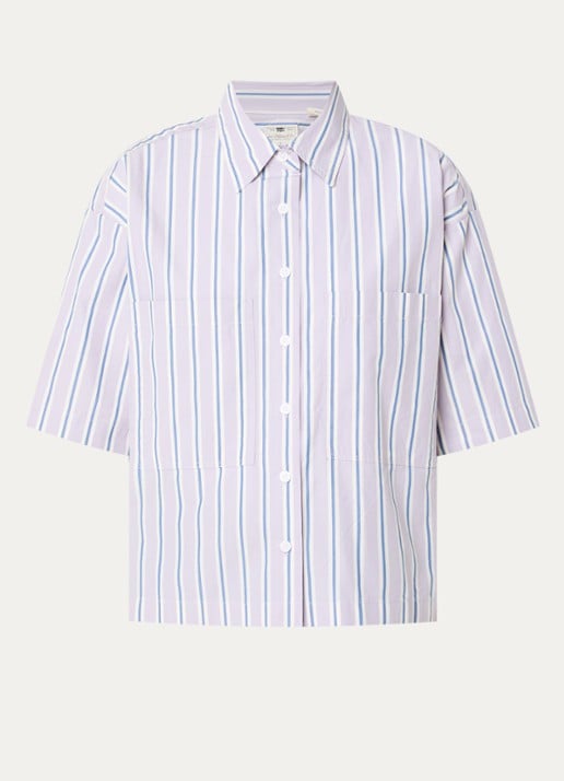 Levi's Harlie blouse met streepprint - voorkant lichtpaars