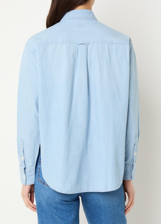 Levi's Harlie blouse van chambray met borstzak - achterkant 4 lichtblauw