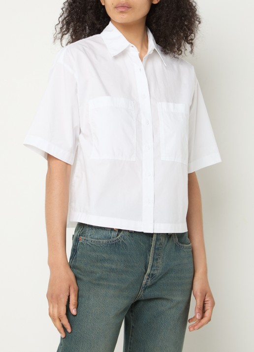 Levi's Harlie cropped blouse met borstzakken - detail wit