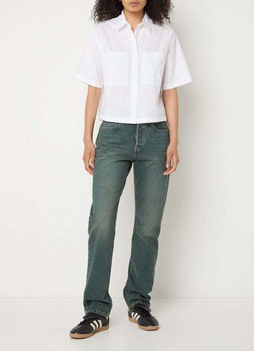 Levi's Harlie cropped blouse met borstzakken - voorkant 4 wit