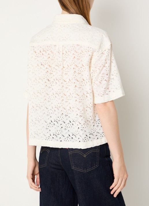 Levi's Harlie semi-transparante blouse van kant - achterkant creme