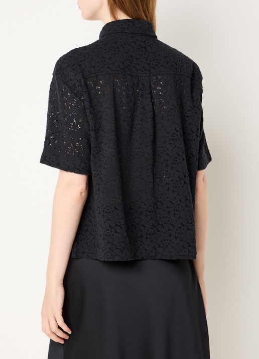 Levi's Harlie semi-transparante blouse van kant - achterkant 3 zwart