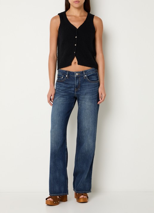 Levi's Helen grofgebreid gilet met ribstructuur - voorkant 3 zwart