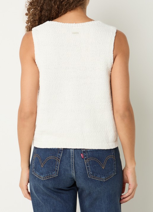 Levi's Helen grofgebreide gilet met V-hals - achterkant 3 gebroken wit