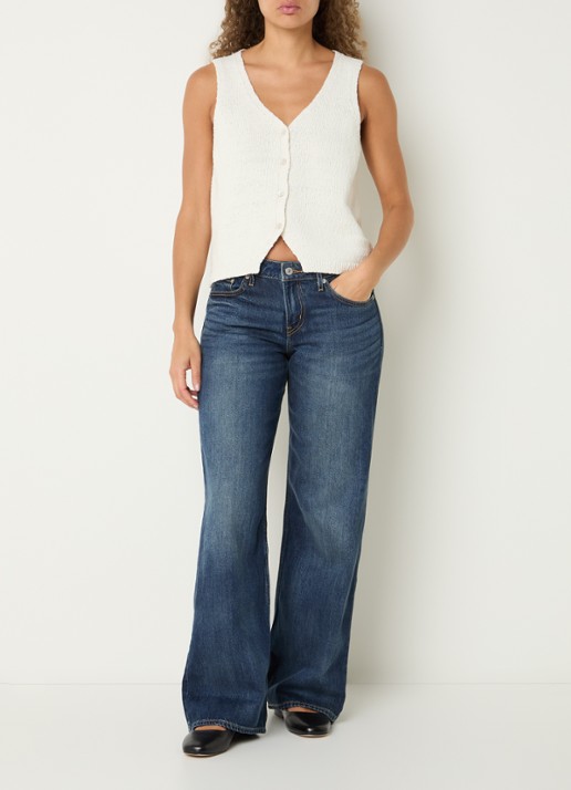 Levi's Helen grofgebreide gilet met V-hals - voorkant 2 gebroken wit