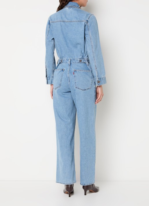 Levi's Heritage straight fit jumpsuit van denim met steekzakken - achterkant 4 indigo