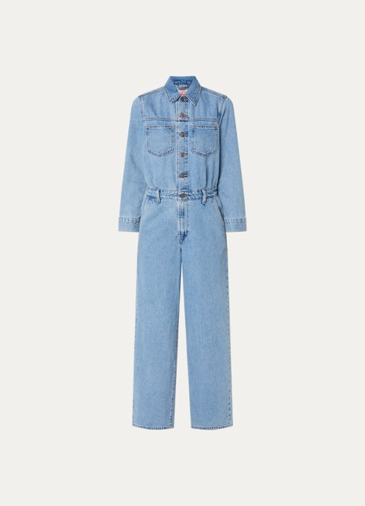 Levi's Heritage straight fit jumpsuit van denim met steekzakken - voorkant indigo