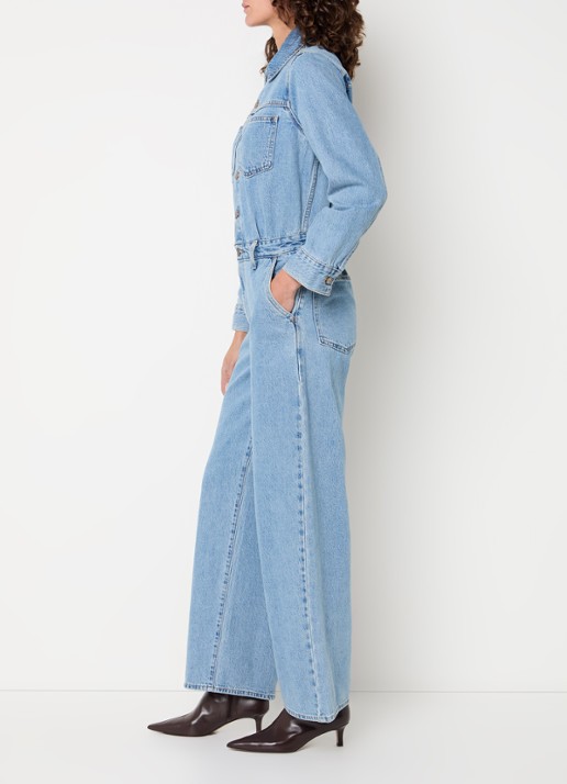 Levi's Heritage straight fit jumpsuit van denim met steekzakken - voorkant 2 indigo