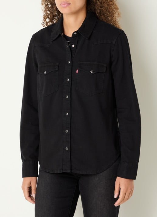 Levi's Heritage Western blouse van denim met borstzakken - detail zwart