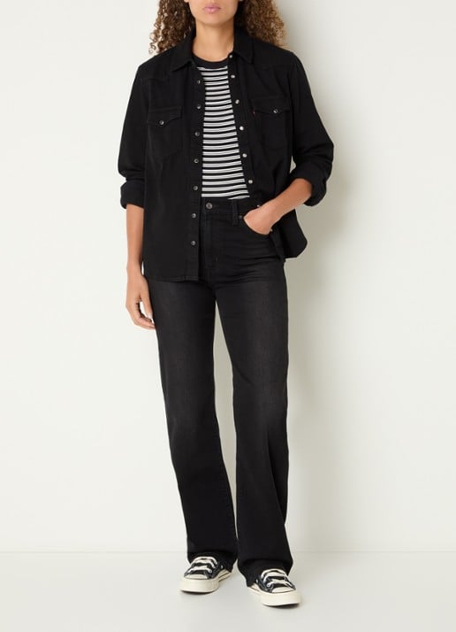 Levi's Heritage Western blouse van denim met borstzakken - voorkant 4 zwart
