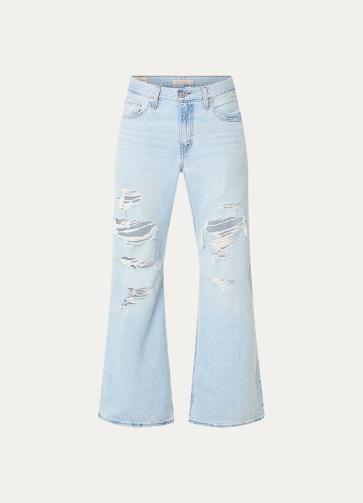 Levi's High waist flared fit jeans met destroyed afwerking - voorkant 2 indigo