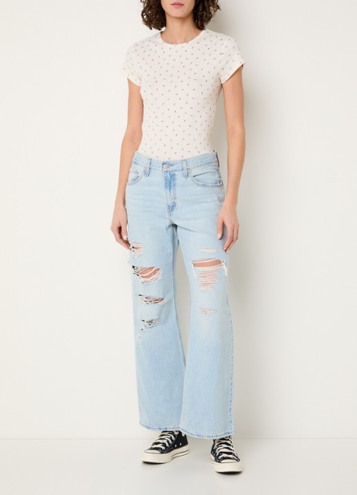 Levi's High waist flared fit jeans met destroyed afwerking - voorkant 3 indigo