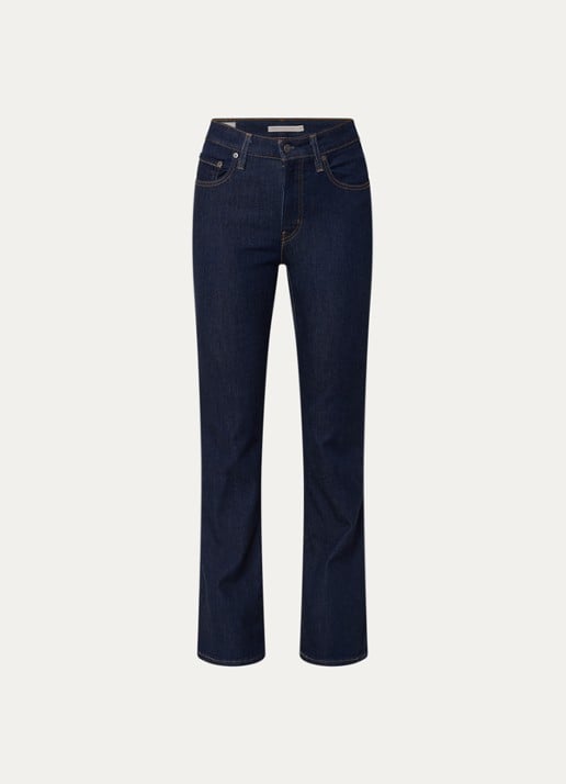 Levi's High waist flared jeans met donkere wassing  - voorkant indigo