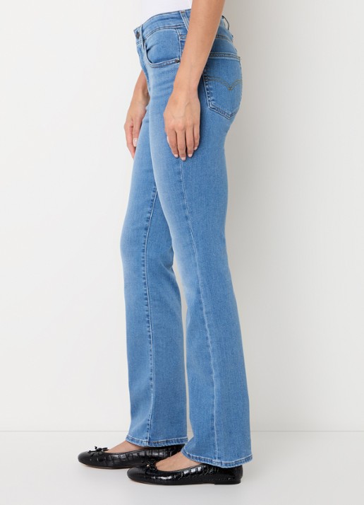 Levi's High waist flared jeans met medium wassing - detail 4 indigo