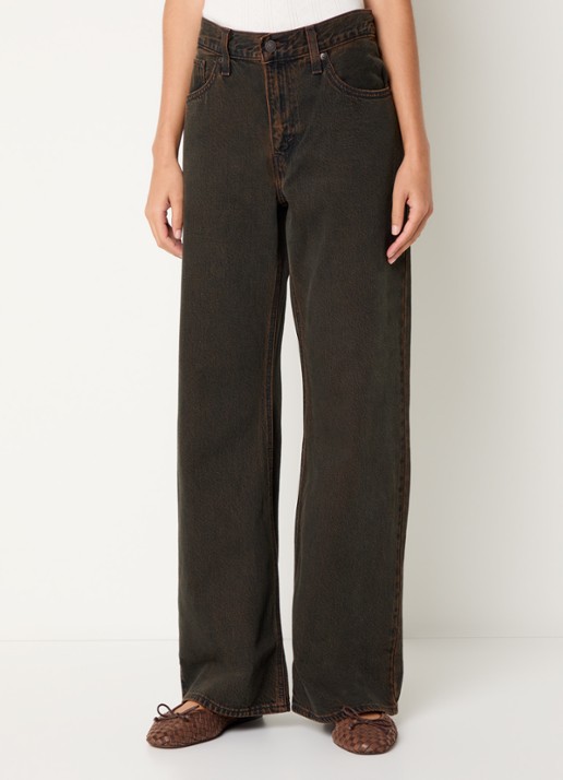 Levi's High waist loose fit jeans met gekleurde wassing - detail bruin