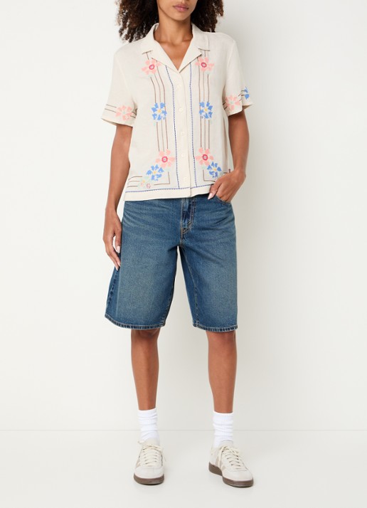 Levi's High waist loose fit korte broek van denim - voorkant 3 indigo