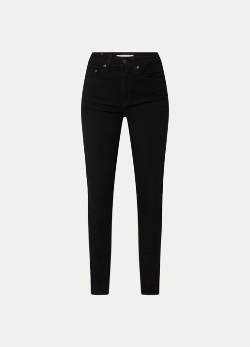 Levi's High waist skinny jeans met stretch - voorkant 4 zwart