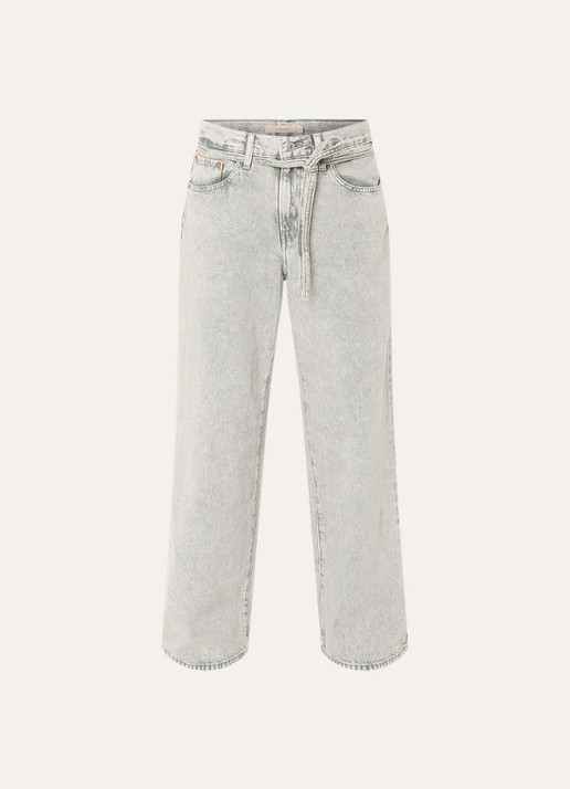 Levi's High waist straight fit jeans met gekleurde wassing en strikceintuur - voorkant 2 lichtgrijs