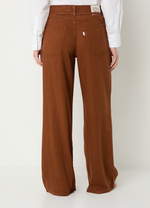 Levi's High waist straight leg jeans in linnenblend - achterkant 3 bruin