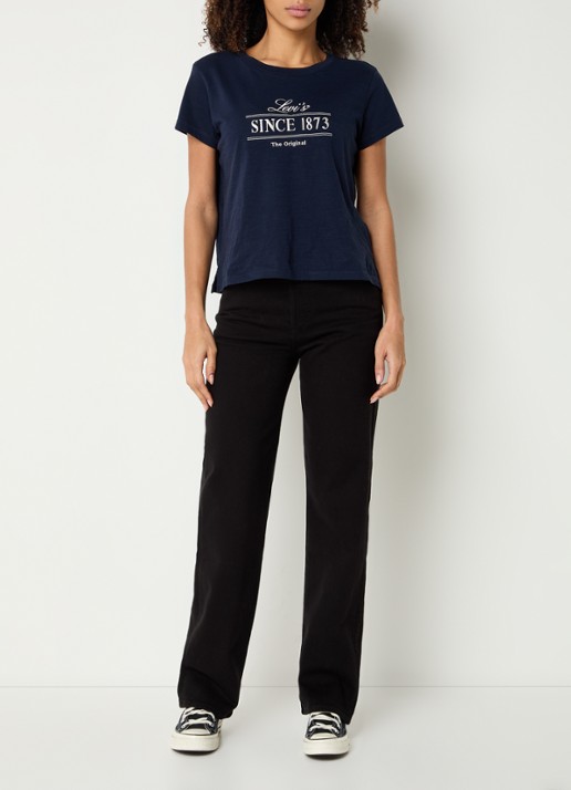 Levi's High waist straight leg jeans met gekleurde wassing - voorkant 2 zwart