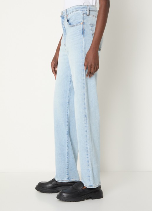 Levi's High waist straight leg jeans met lichte wassing - detail 4 lichtblauw