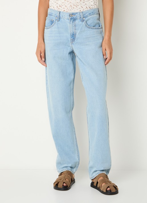 Levi's High waist straight leg jeans met lichte wassing - detail 3 indigo