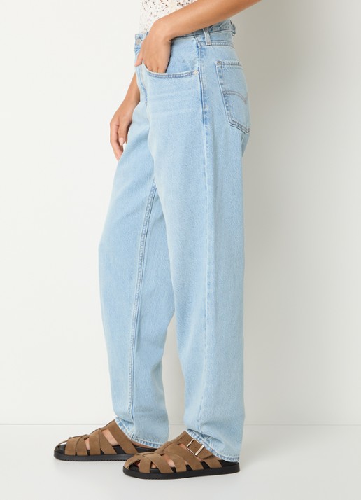 Levi's High waist straight leg jeans met lichte wassing - detail 4 indigo